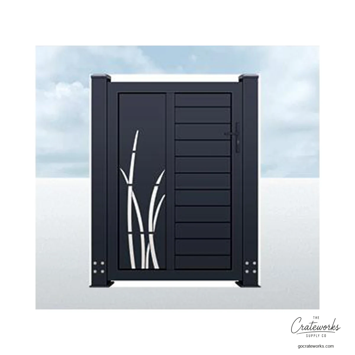 Aluminum Pedestrian Gate with Reed Cutout, Split