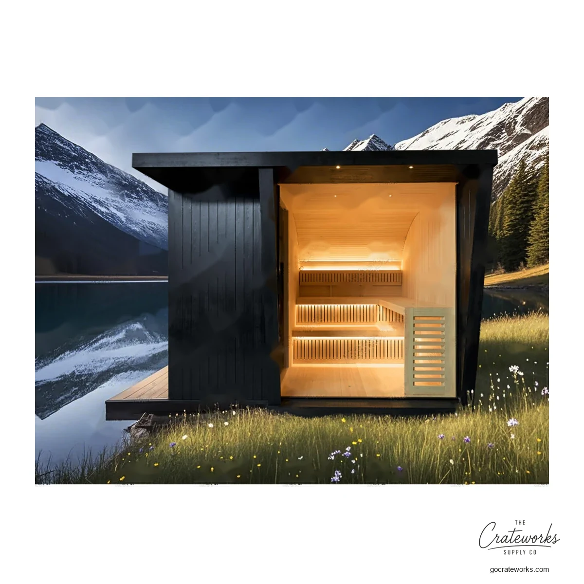 Two-Tone Cabin Sauna with Attached Shower