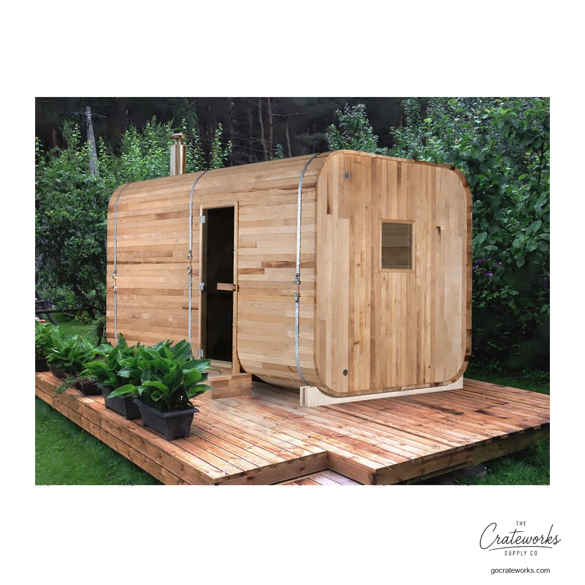 Barrel Sauna with Attached Living Room
