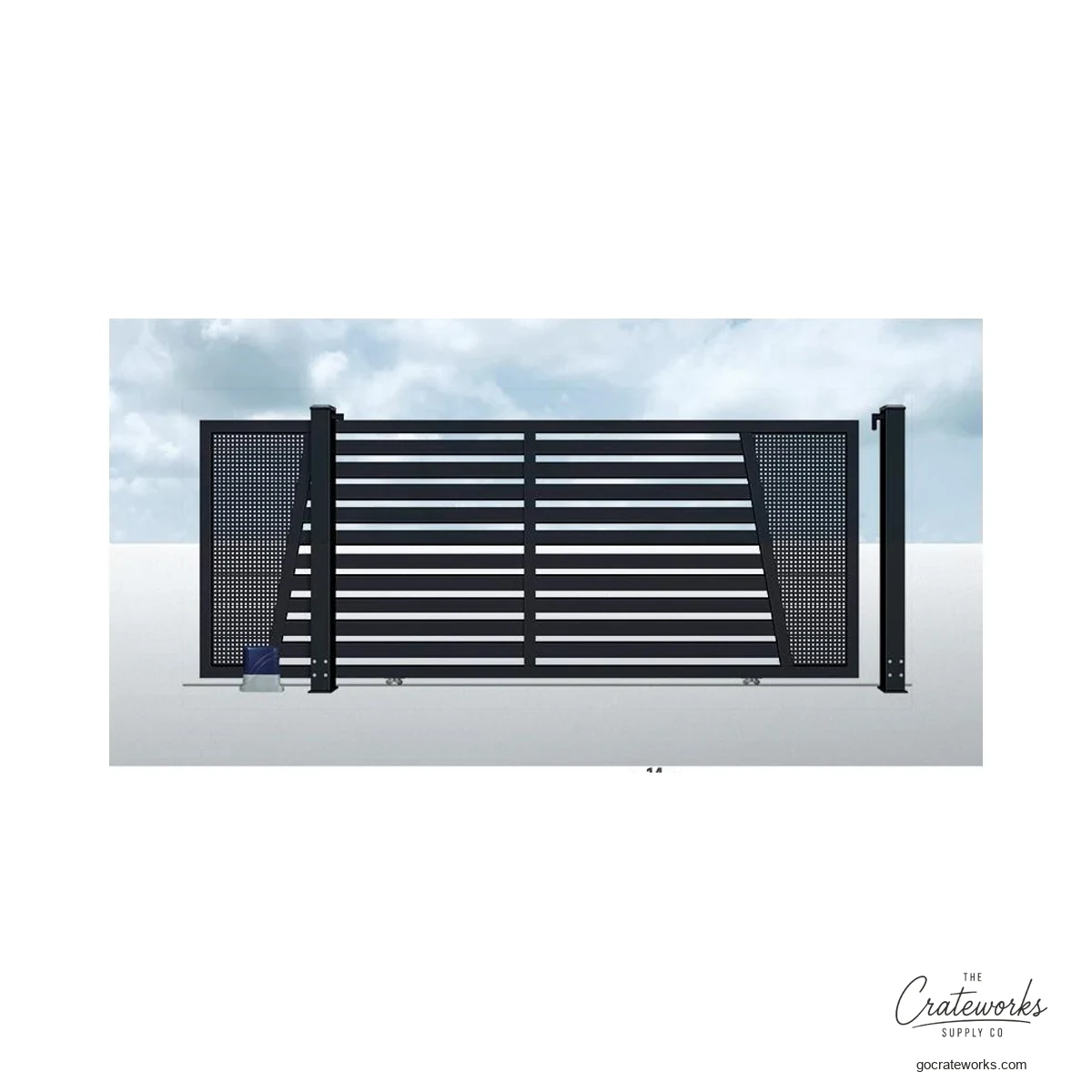 Aluminum Track-Sliding Gate with Flared Mesh Panel
