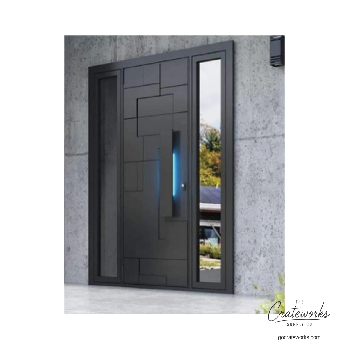 Grid Line Pivot Door