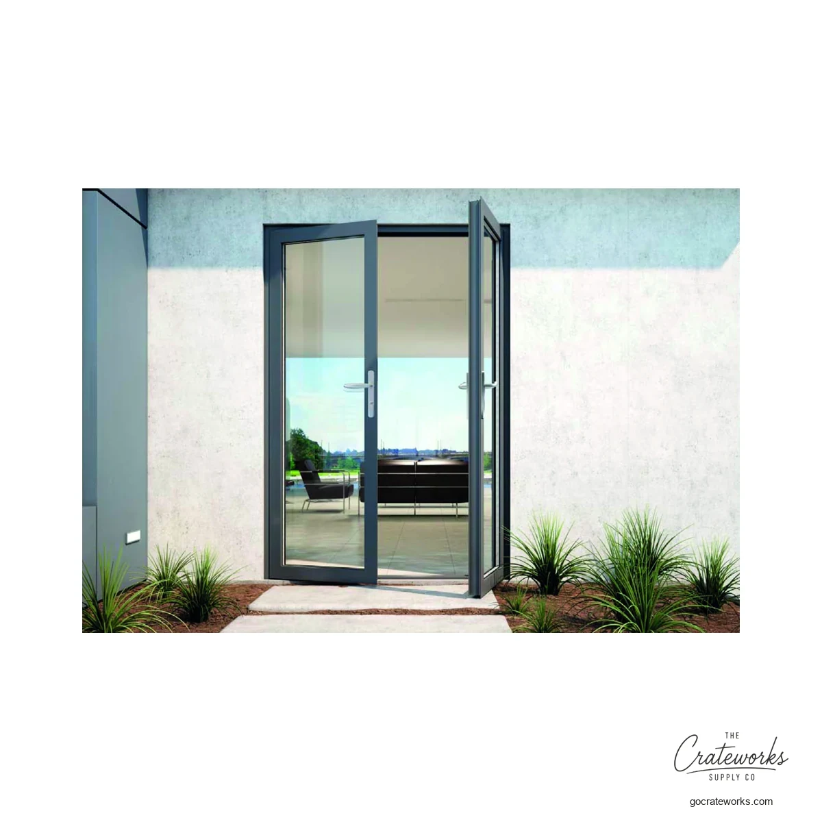 Aluminum French Entry Door, Dual Swing