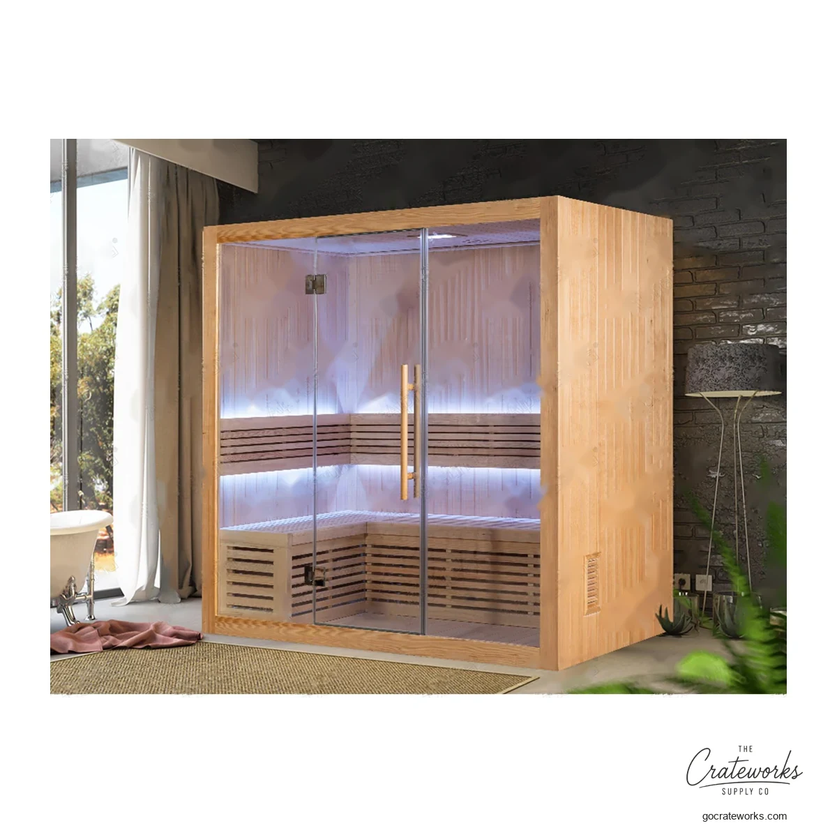 Indoor Sauna Room with Color LED Ambiance Lighting