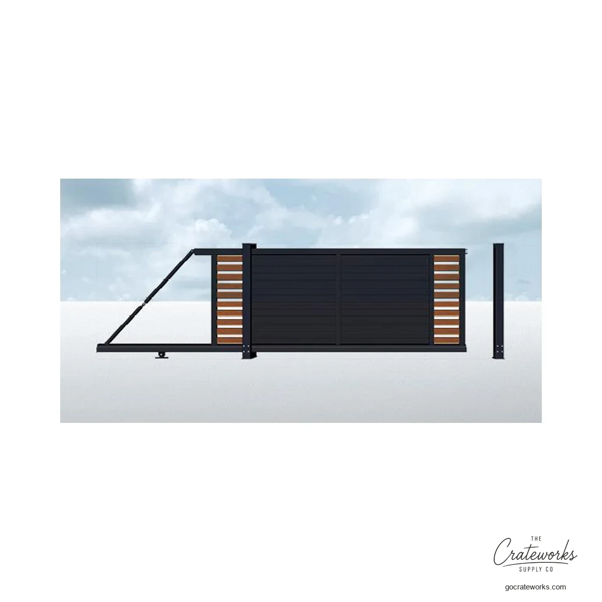 Aluminum Cantilever Sliding Gate with Wood-Look Bands