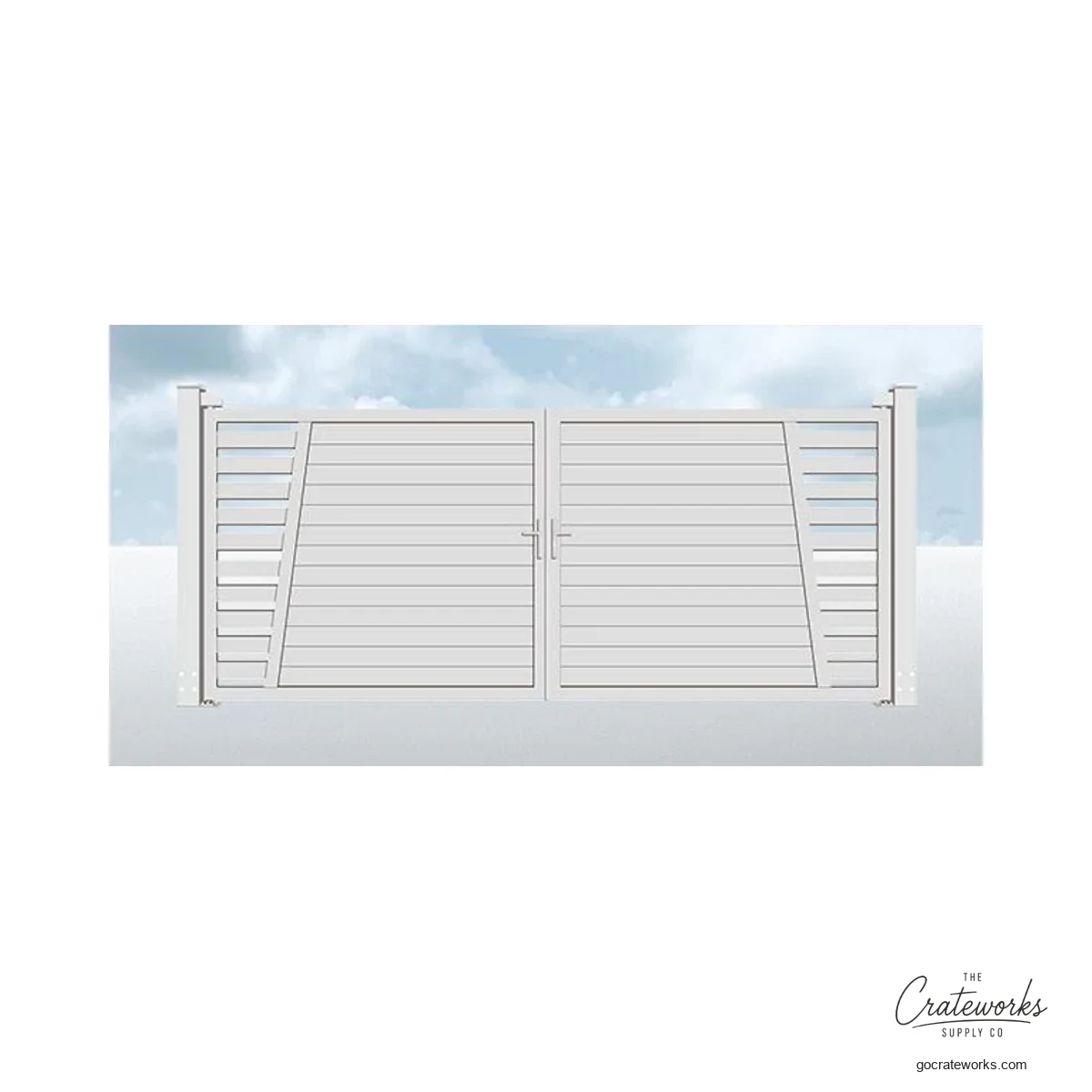 Aluminum Double-Swing Gate, Angled Top Rail
