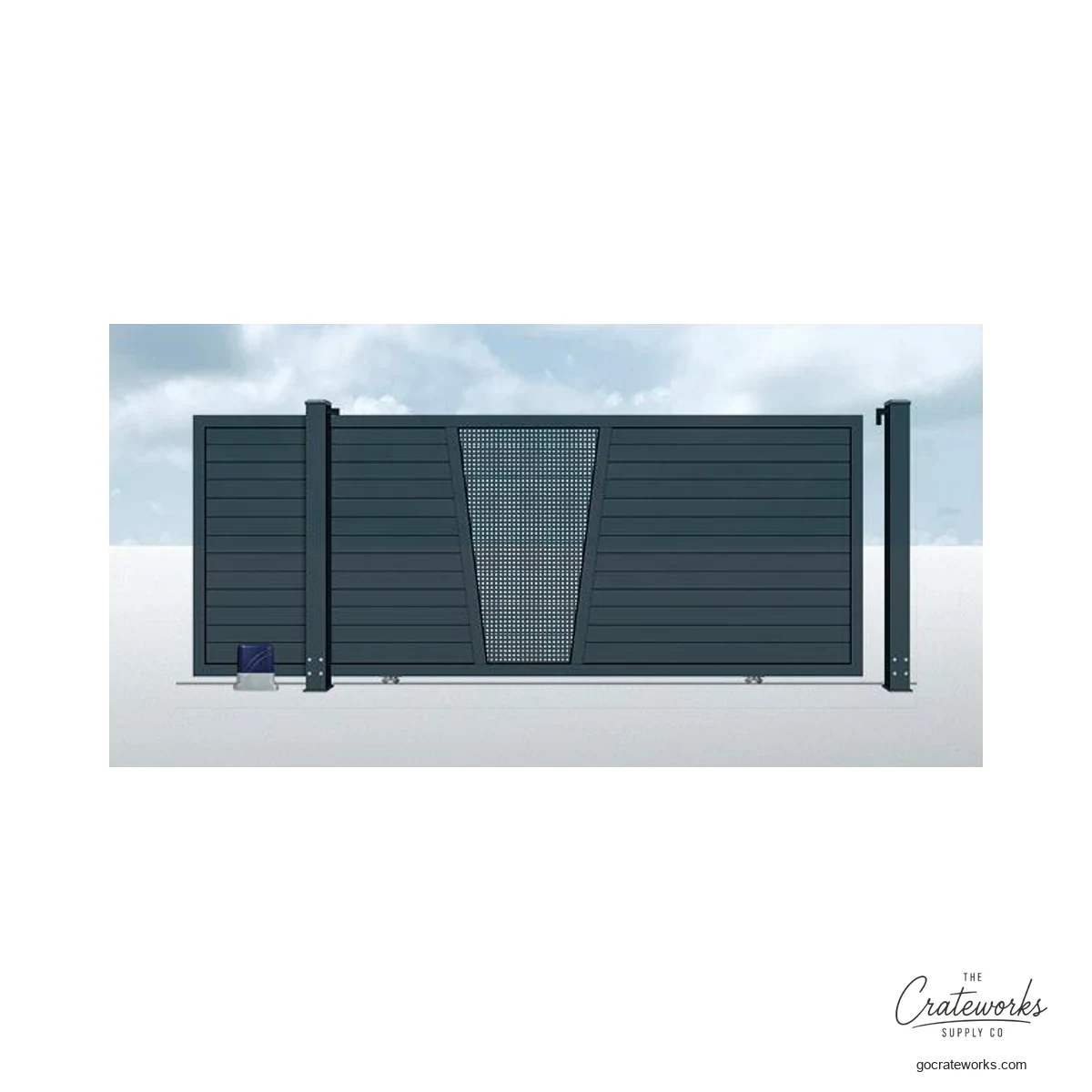 Aluminum Track-Sliding Gate with Wedge Mesh Center