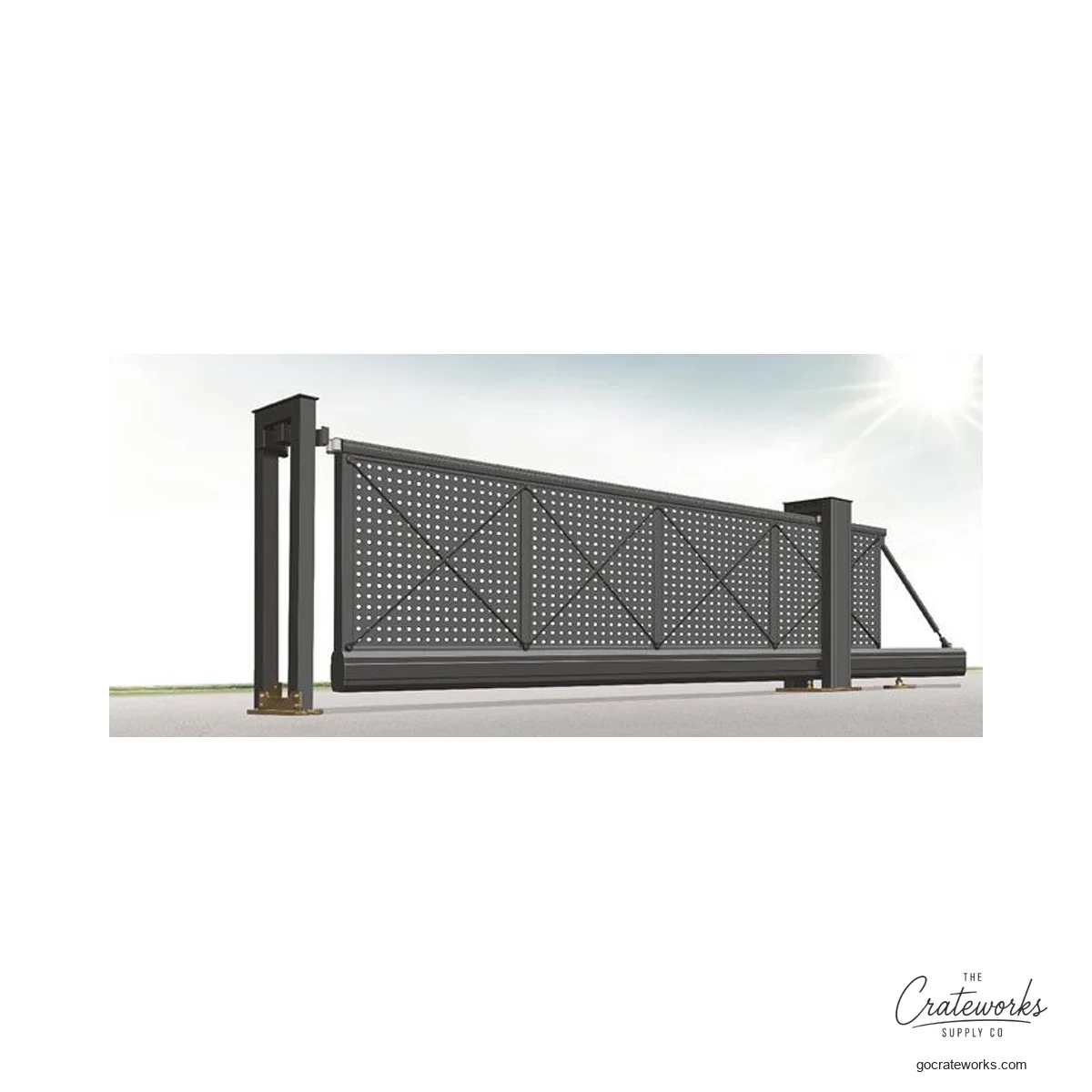 Aluminum Cantilever Slide Gate, Perforated Panel