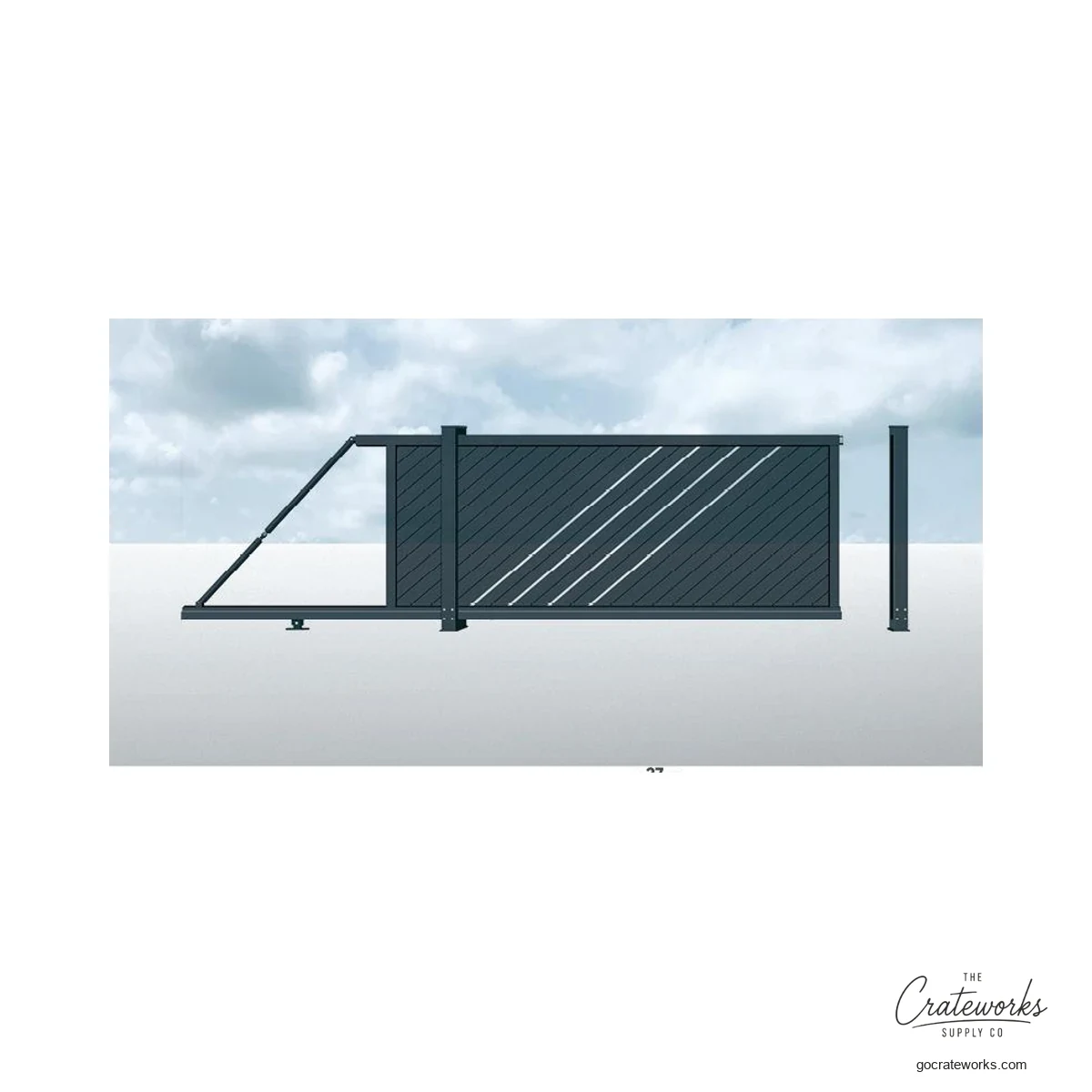 Aluminum Cantilever Sliding Gate with Diagonal Accent