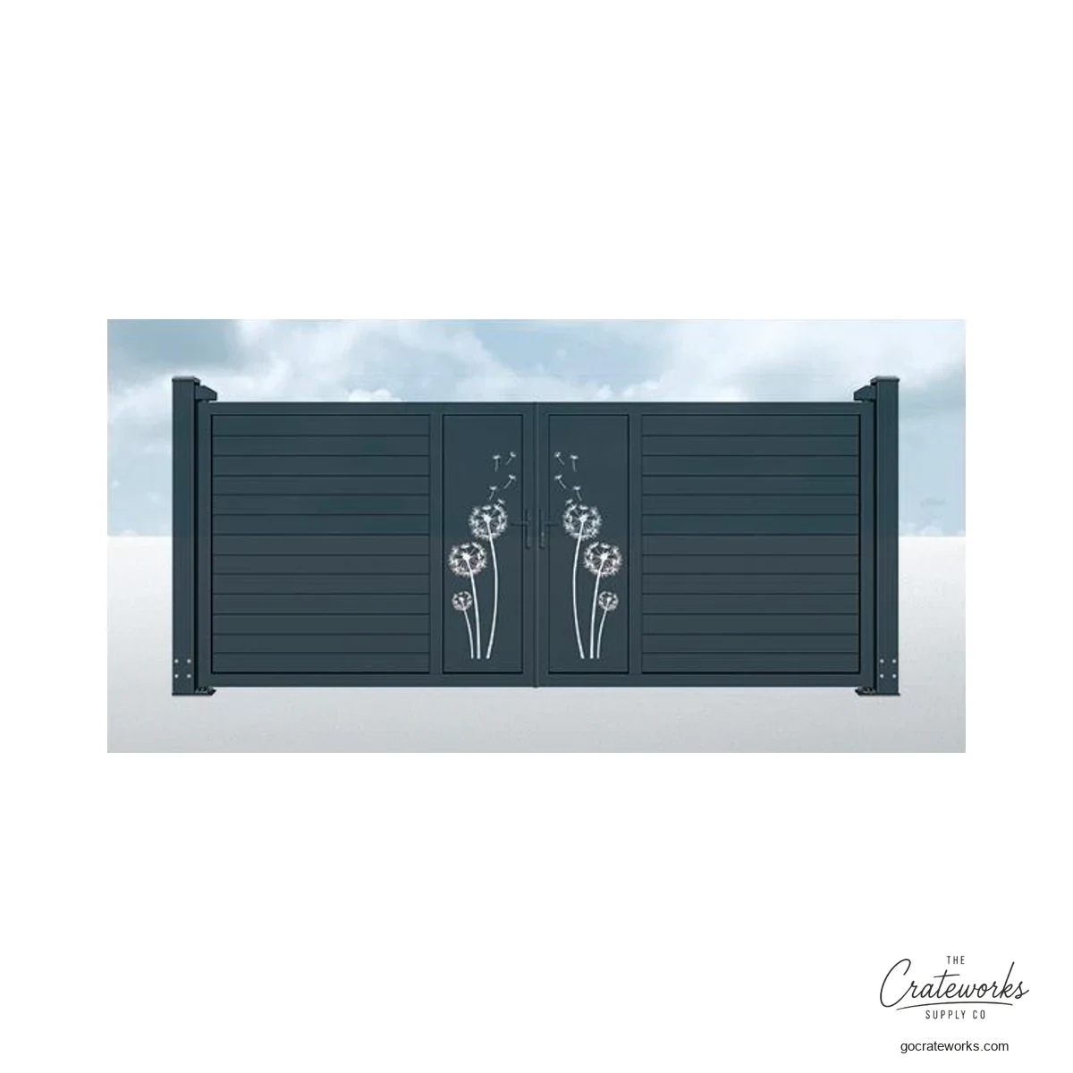 Aluminum Double-Swing Gate with Dandelion Cutout