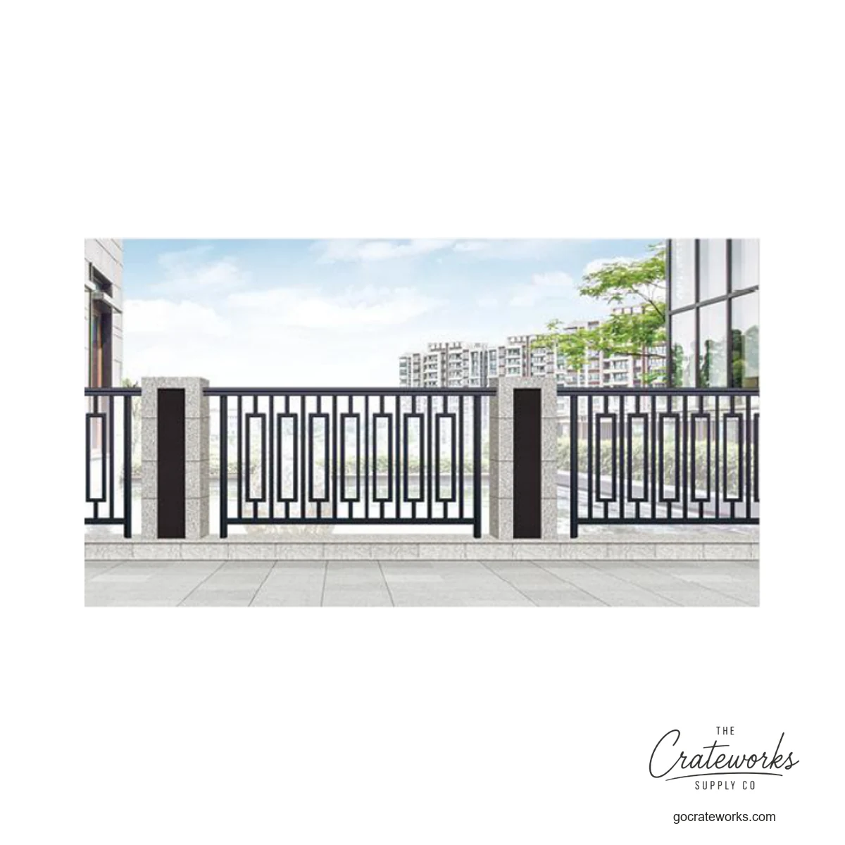 Aluminum Geometric-Slat Panel Railing