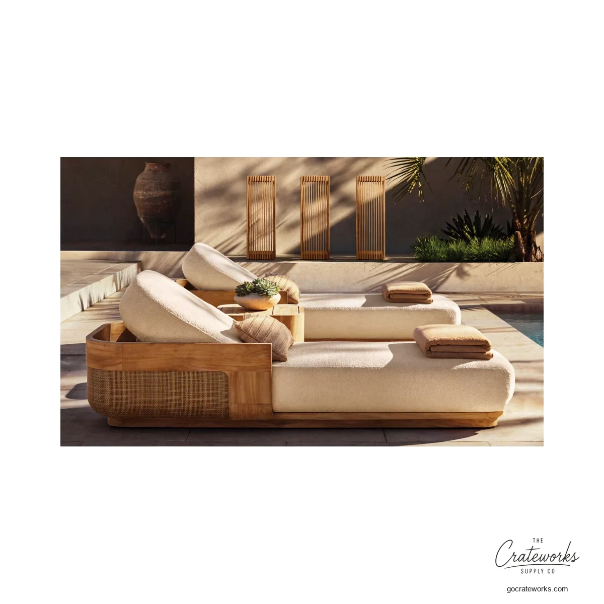 Shoal Teak Outdoor Chaise Lounger No. 5