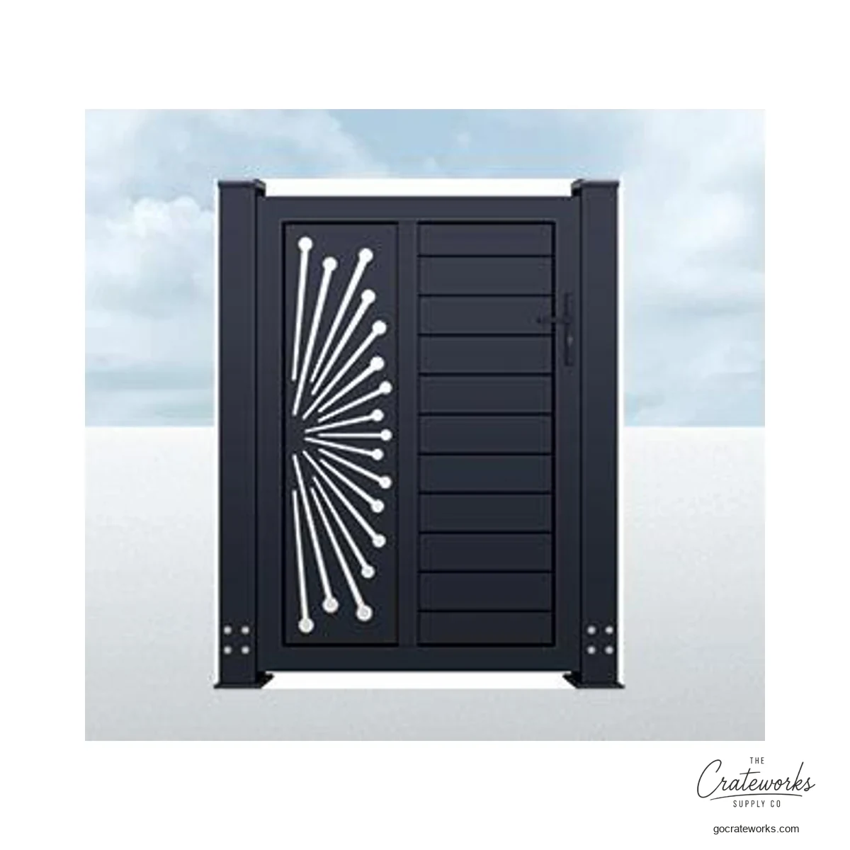 Aluminum Pedestrian Gate with Starburst Medallion, Split