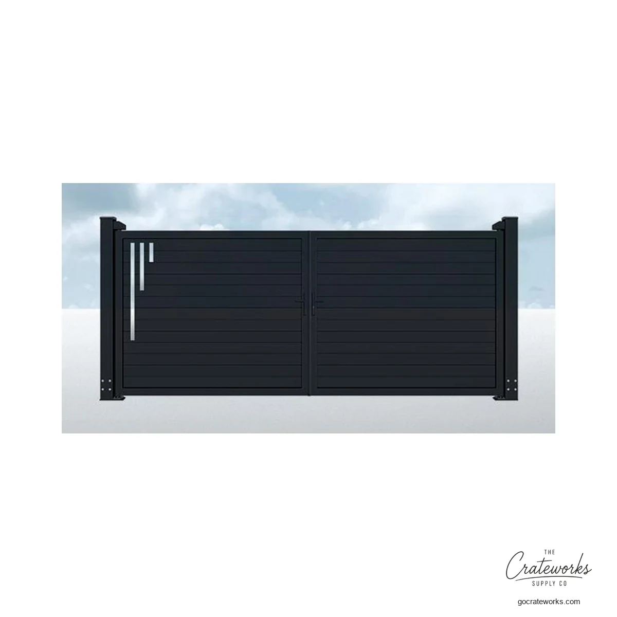 Aluminum Double-Swing Gate with Single-Edge Dash Accent