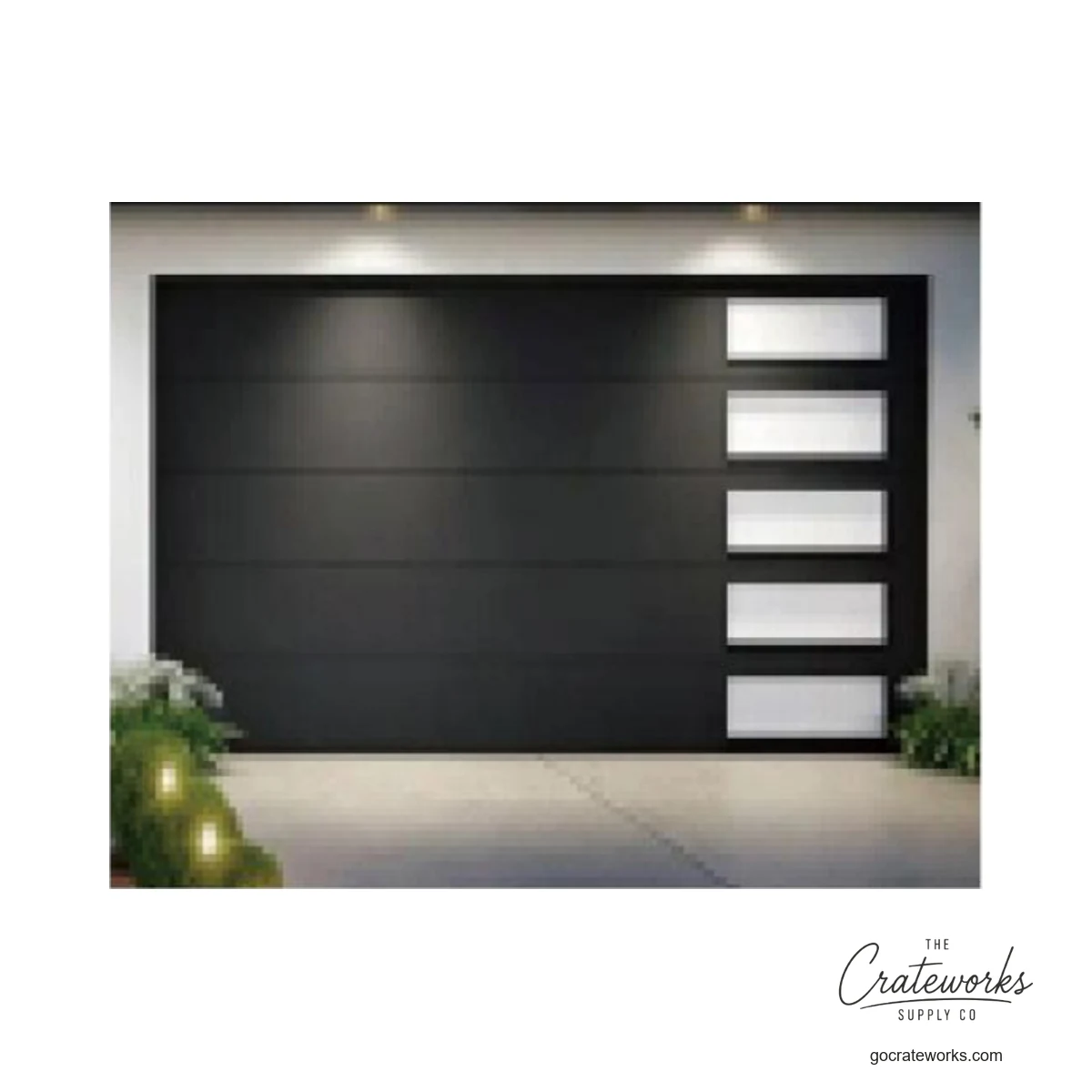 Flush-Panel Aluminum Garage Door with Cascading Windows