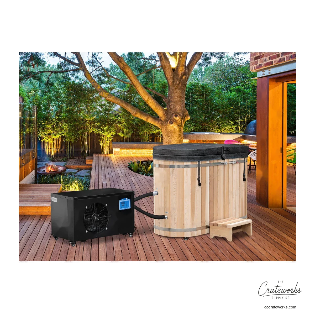 Cedar Cold Plunge Tub, Oval Stainless-Band