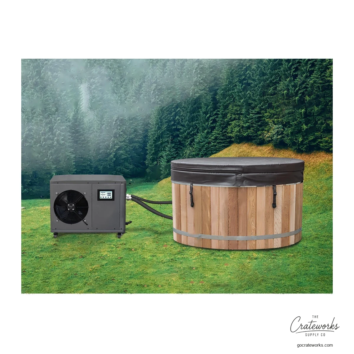 Cedar Cold Plunge Tub with External Chiller