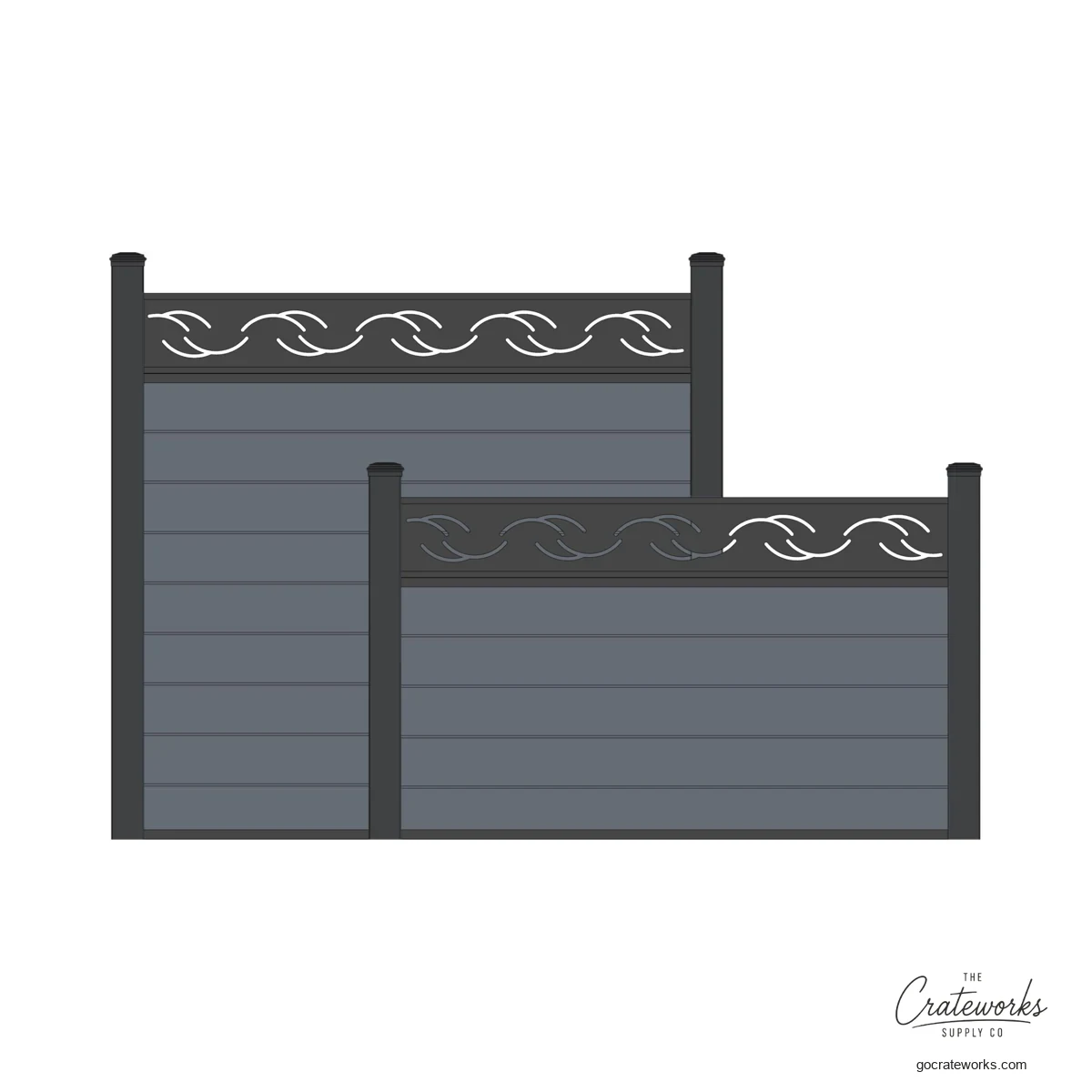 Composite Fence Panel, Scroll-Top Accent