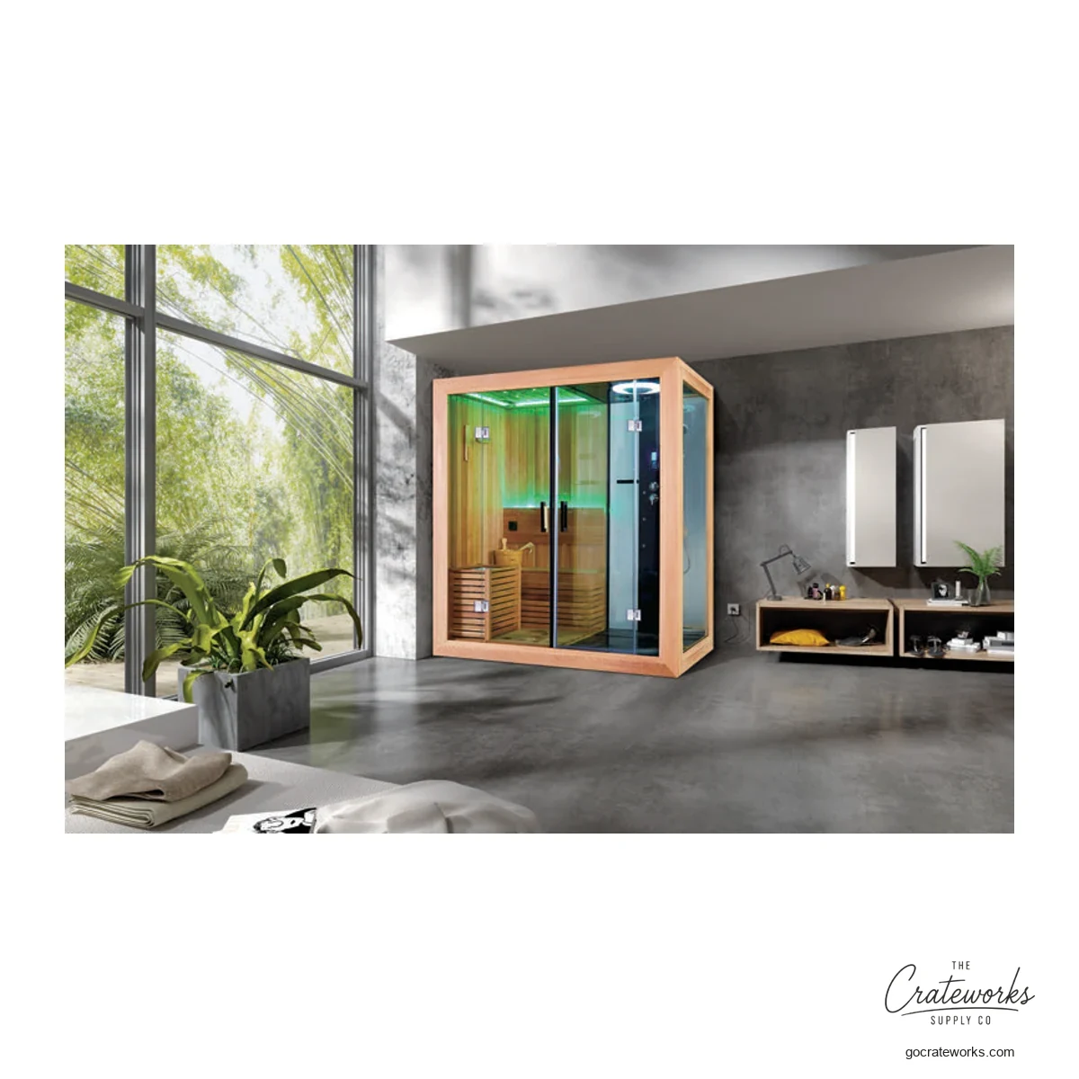 Cedar wood Steam & Shower Sauna Combo, 2010x1200x