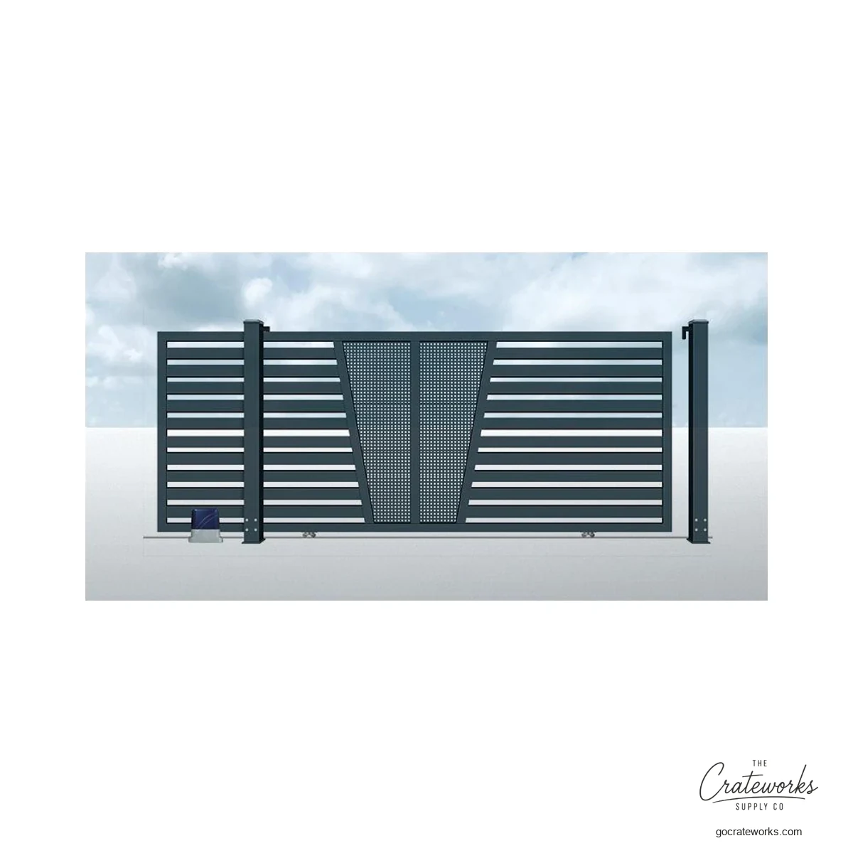 Aluminum Track-Sliding Gate with Wedge Mesh Insert