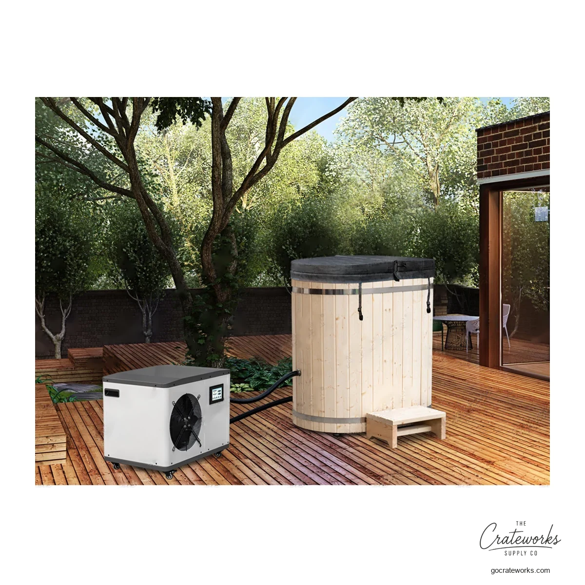 Cedar Cold Plunge Tub, Deck-Mount Round