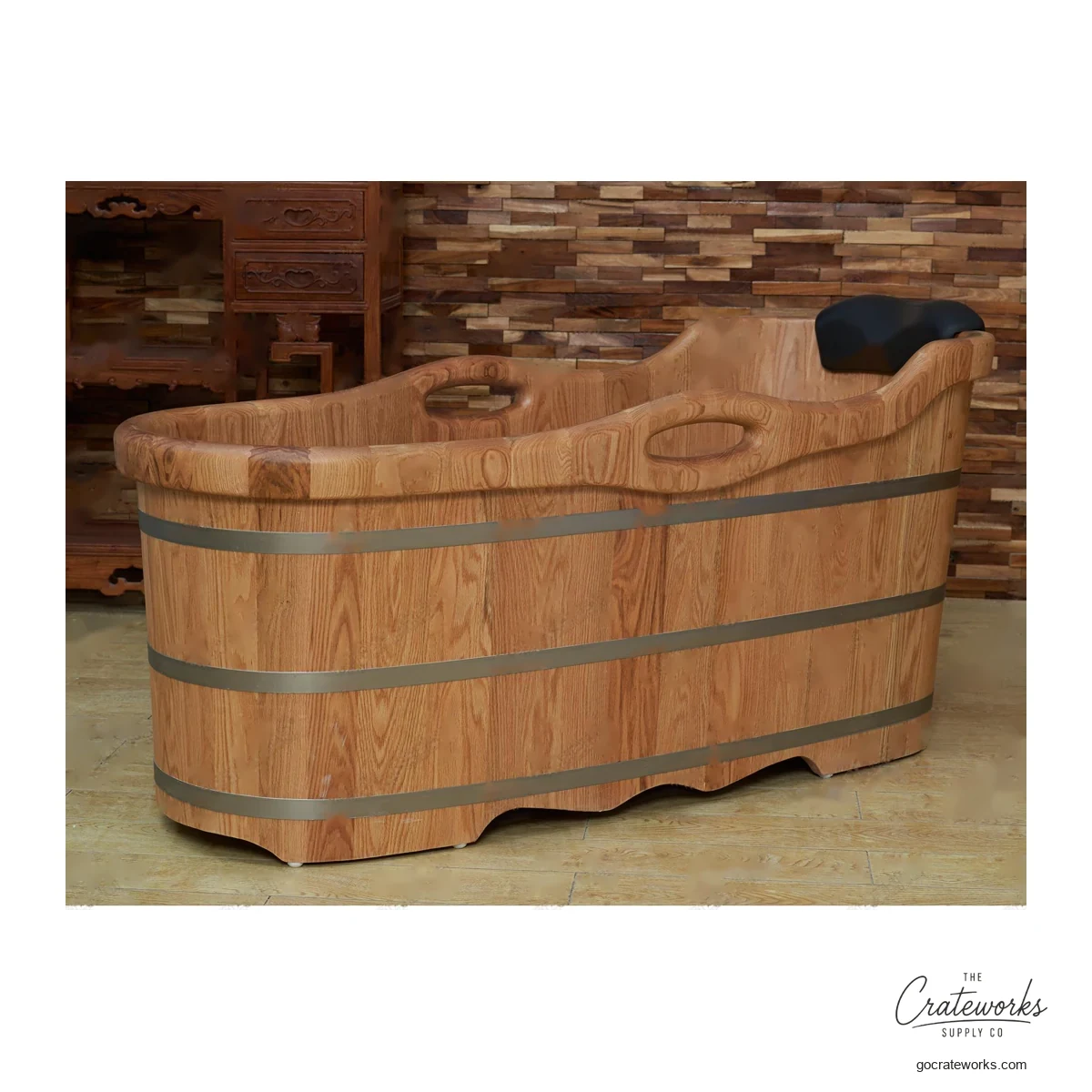 Large Oval Soaking Tub with Armrests
