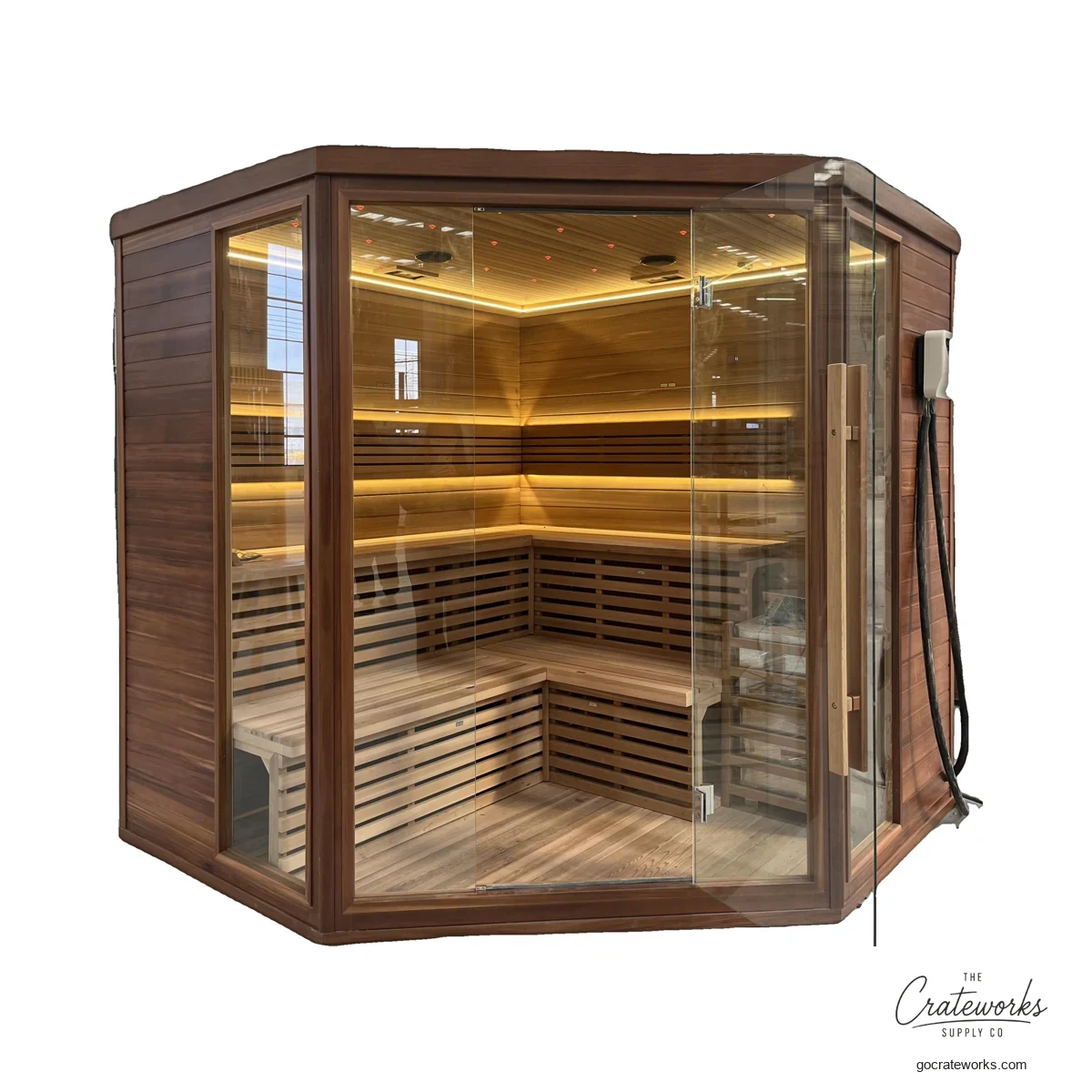 Indoor Corner Sauna, Panoramic Glass