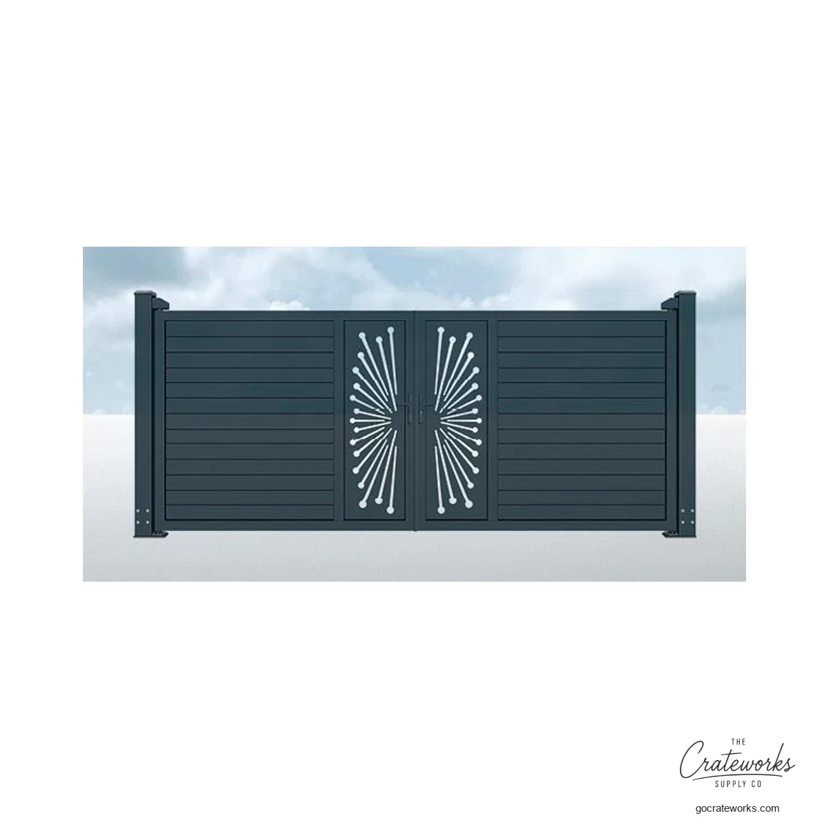 Aluminum Double-Swing Gate with Starburst Medallion