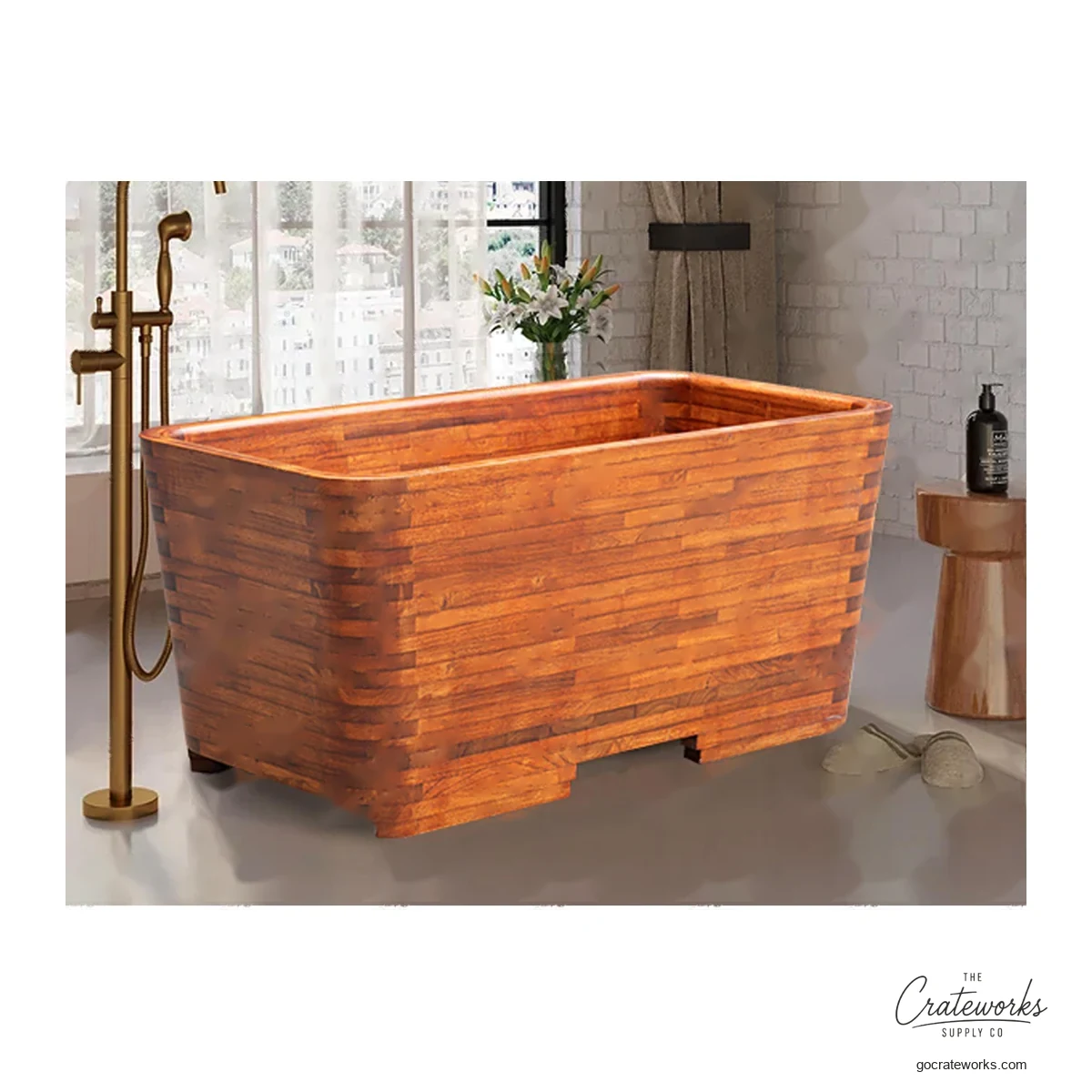 Rectangular Freestanding Wood Bath Tub