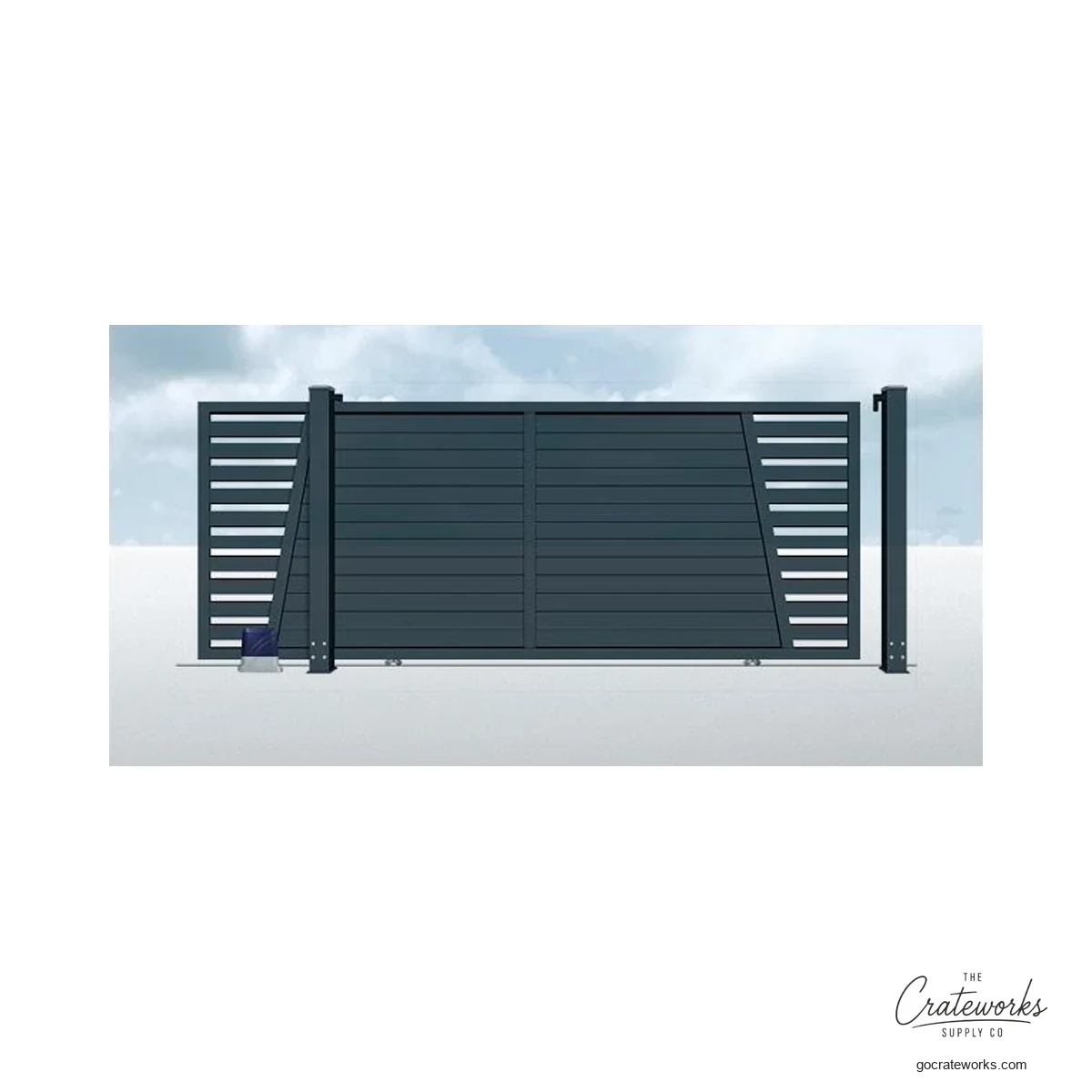 Aluminum Louvered Track-Sliding Gate with Angled Ends