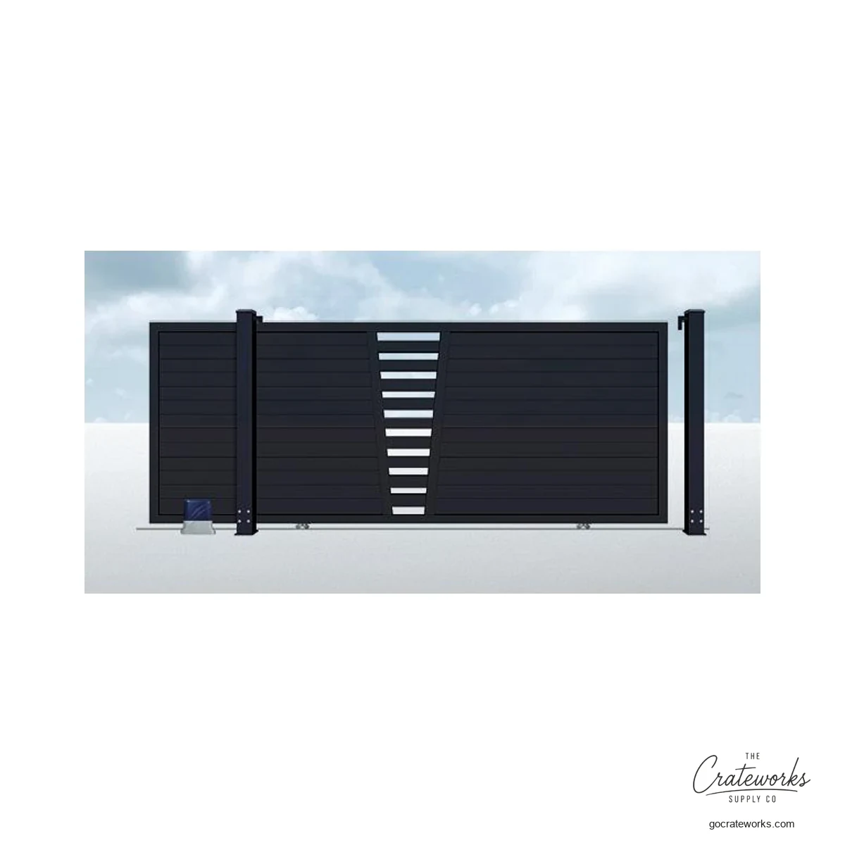 Aluminum Track-Sliding Gate with Tall Dash Accent