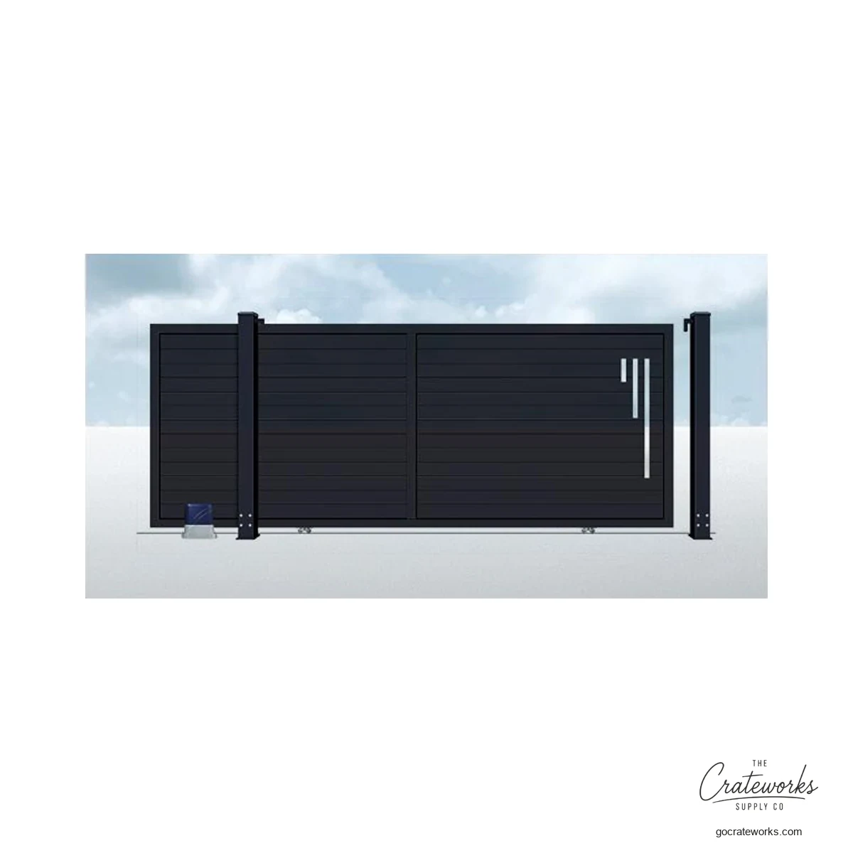 Aluminum Track-Sliding Gate with Thin Dash Accent