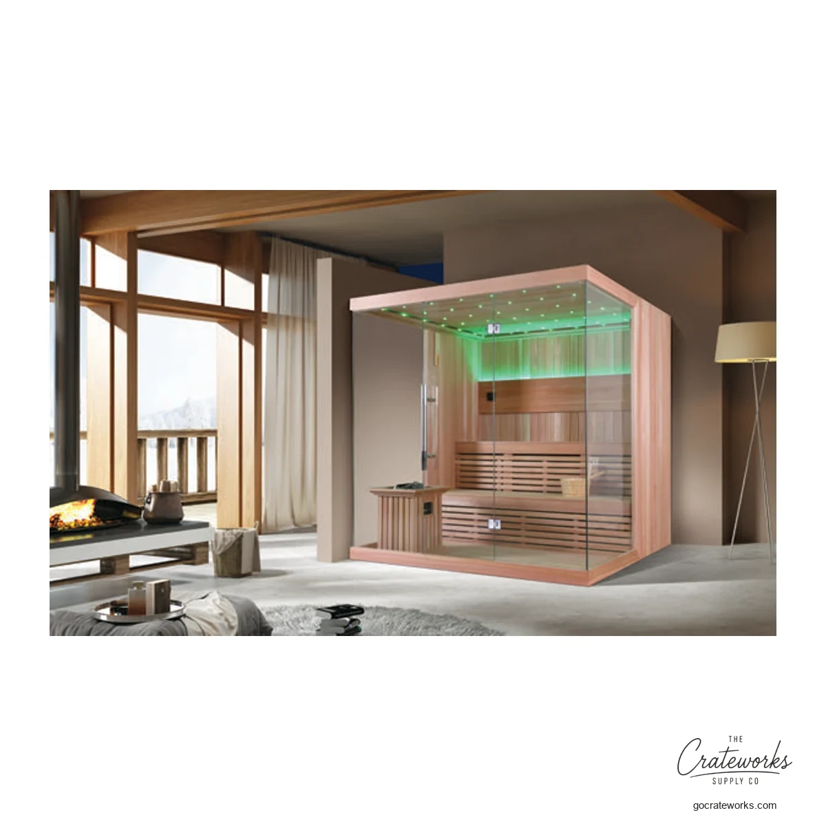 Cedar wood Sauna Room, 2000x1800x (symmetric bench layout)