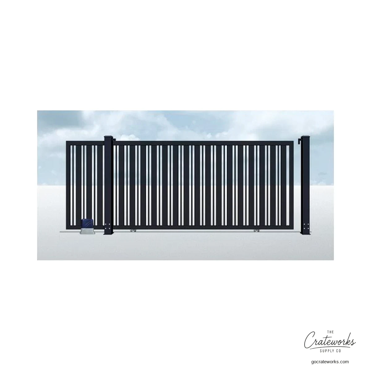 Aluminum Wide-Picket Track-Sliding Gate