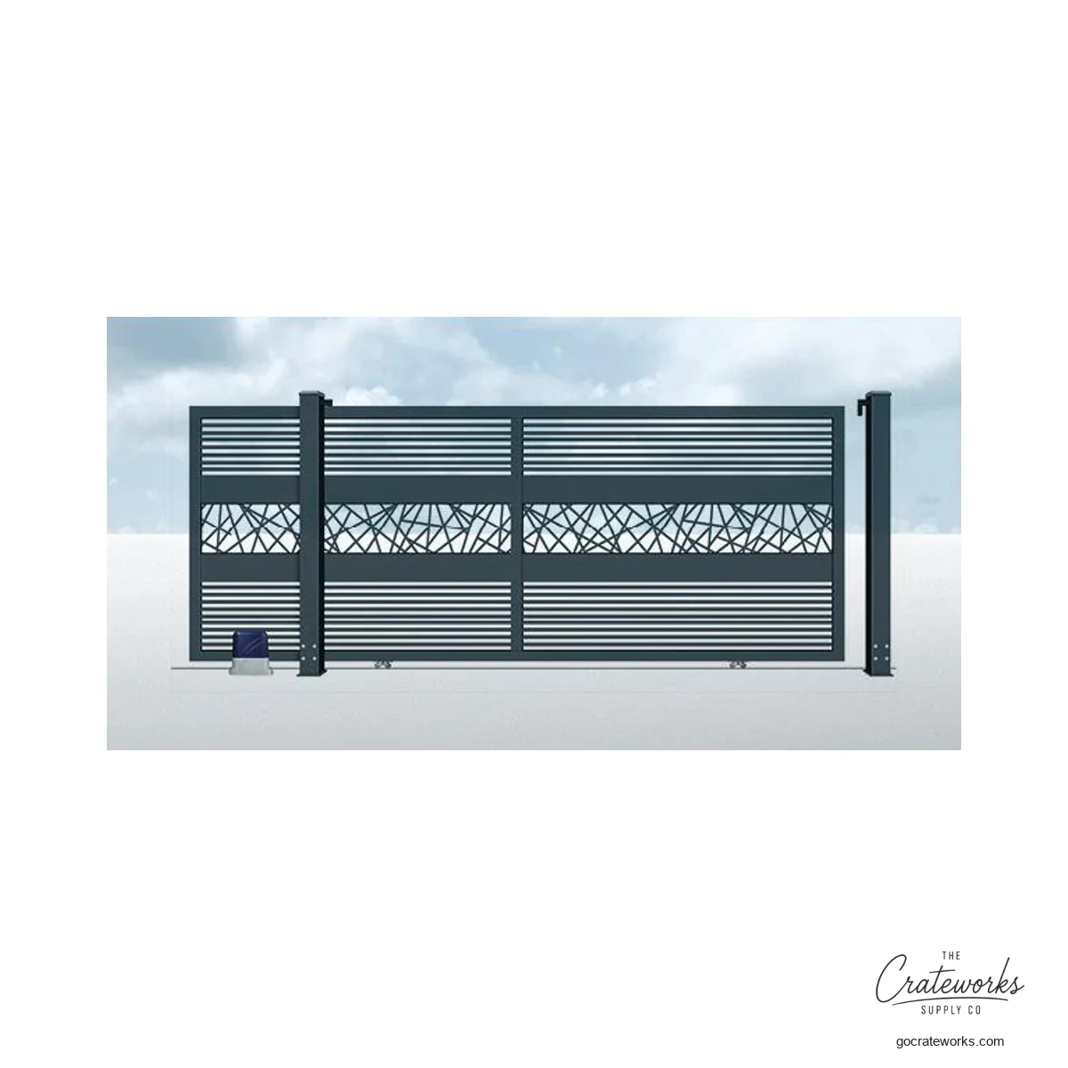 Aluminum Track-Sliding Gate with Woven Vine Band