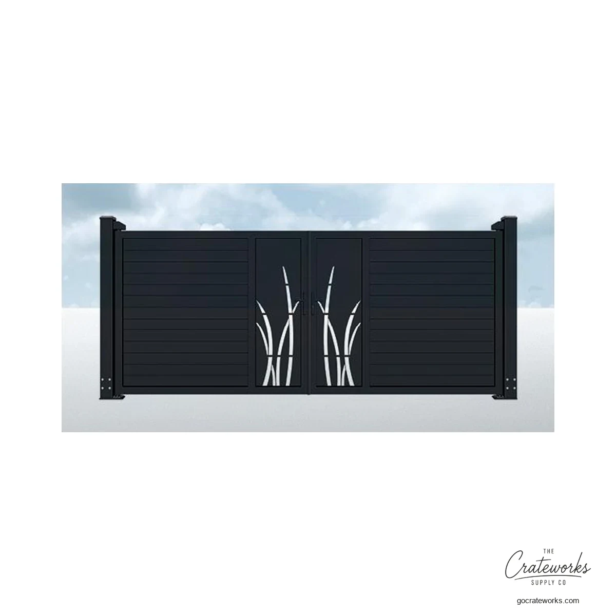 Aluminum Double-Swing Gate with Reed Cutout Accent