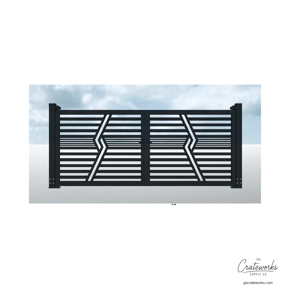 Aluminum Louvered Double-Swing Gate with Arrow Accent