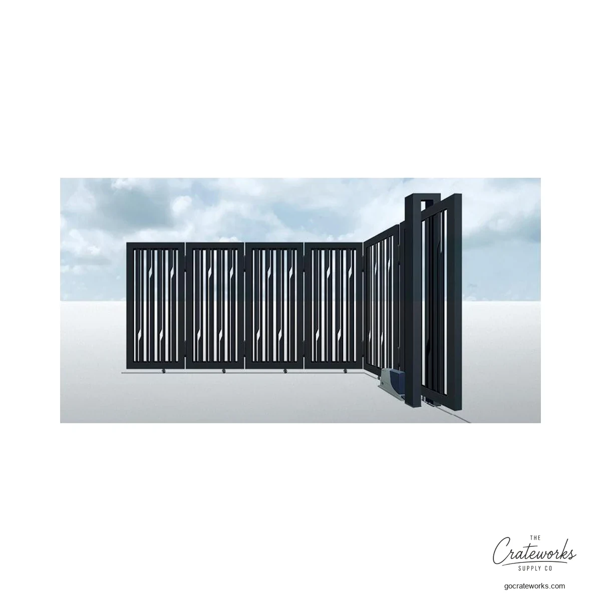 Aluminum Two-Tone Vertical-Louver Turning Sliding Gate