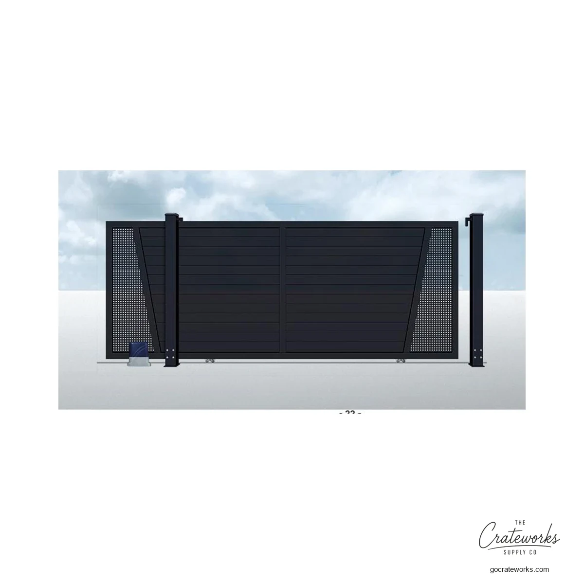 Aluminum Track-Sliding Gate with Angled Mesh Wedge
