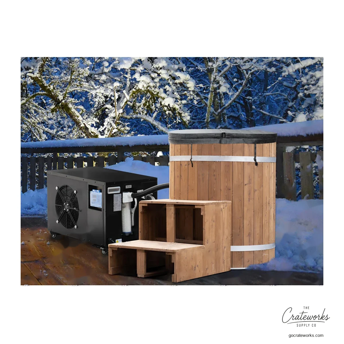 Cedar Barrel Cold Plunge Tub, Top Control Panel