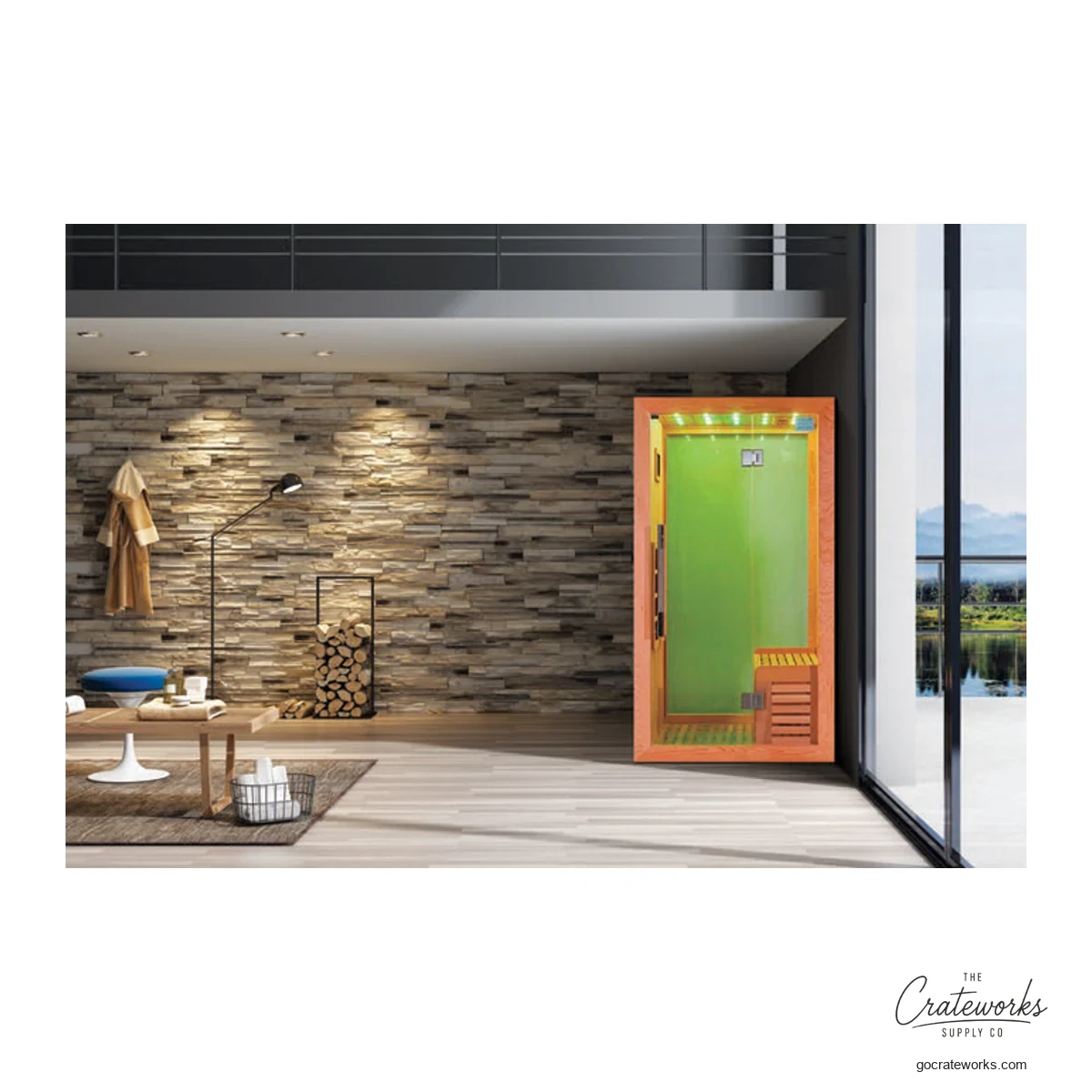 Infrared Sauna Cabin, 1200x900x (corner-fit layout)