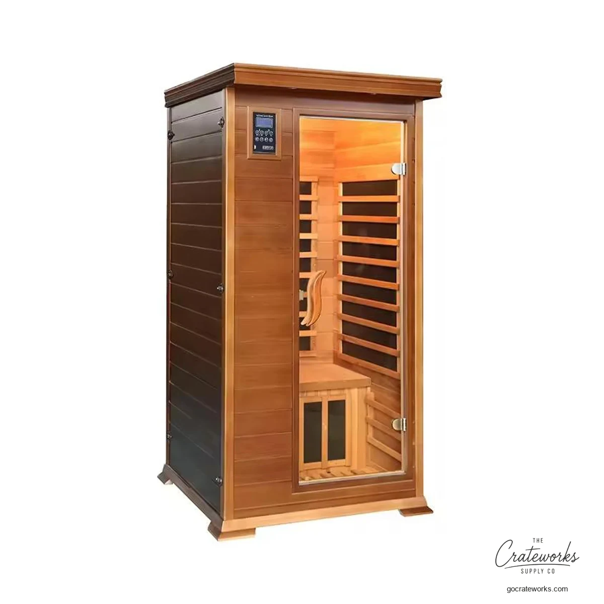 Indoor Infrared Sauna, Walnut-Tone Cabin