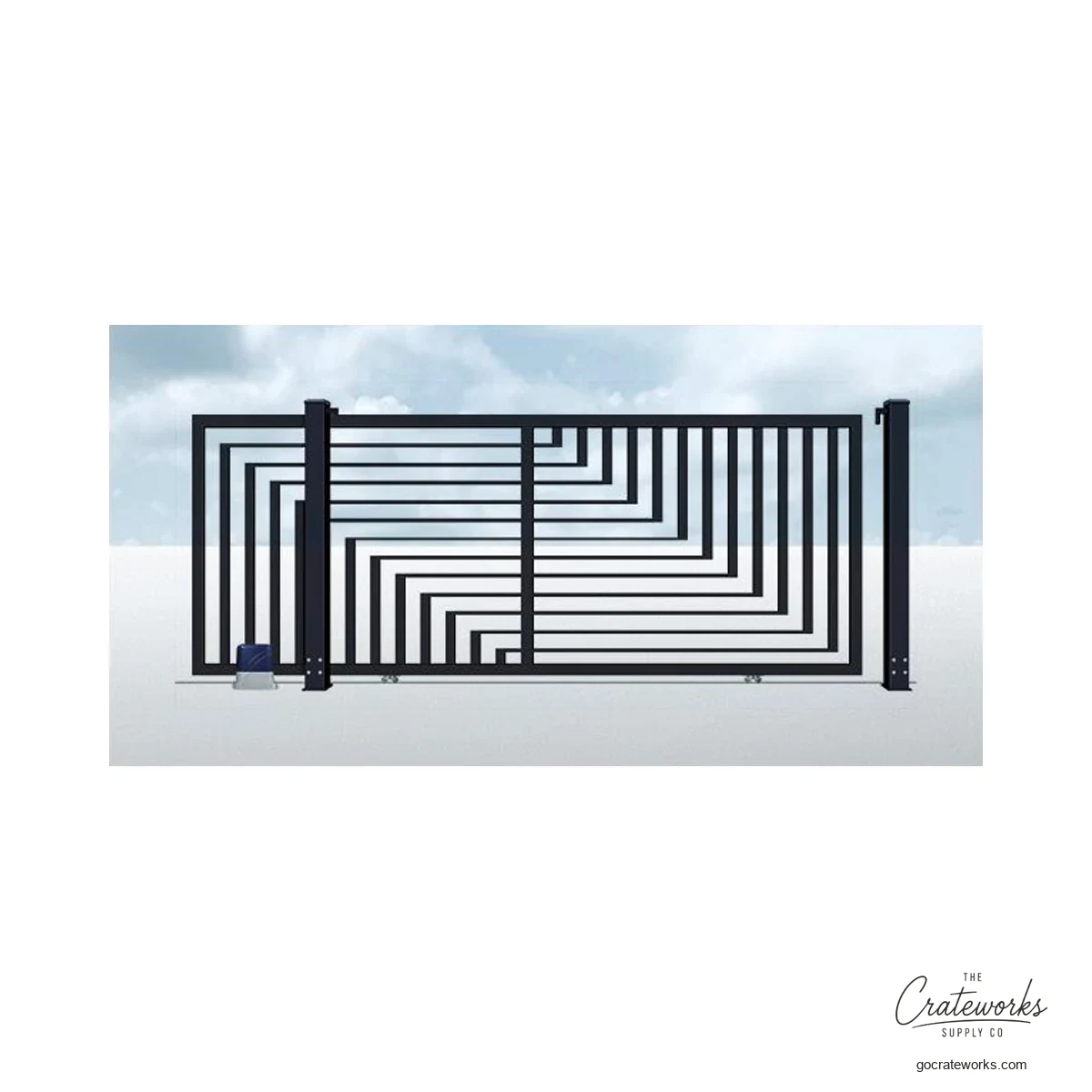 Aluminum Track-Sliding Gate, Full-Panel Fretwork