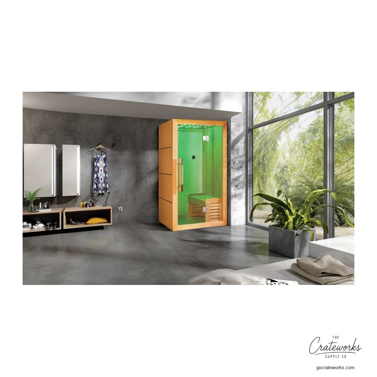 Infrared Sauna Cabin, 1100x1100x (flat-front layout)