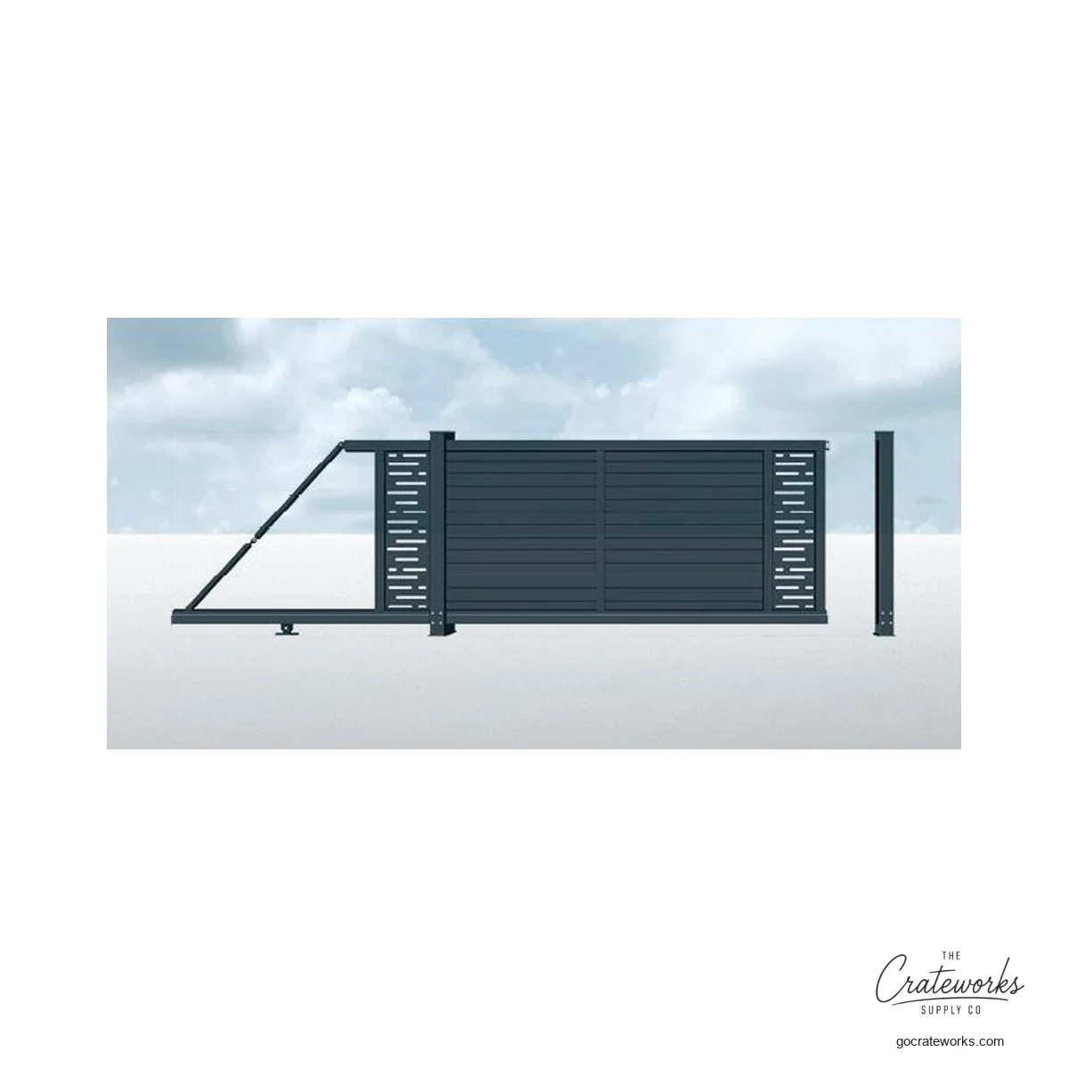 Aluminum Louvered Cantilever Sliding Gate with Dash Accent