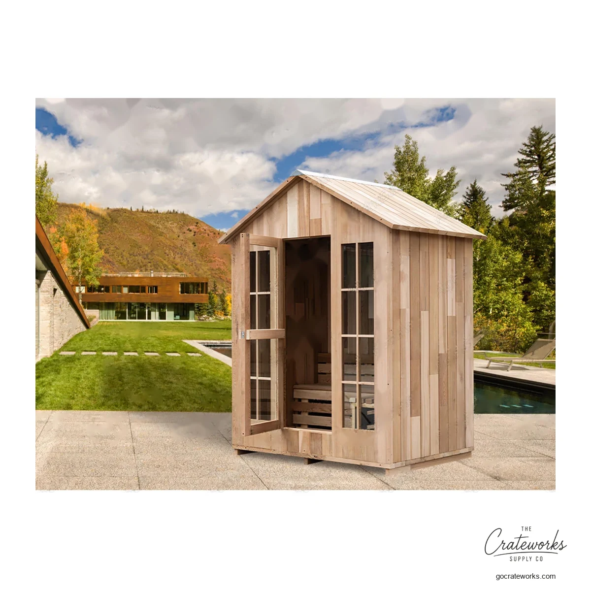 Gable-Roof Cedar Sauna House