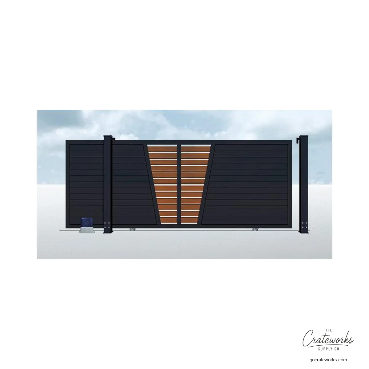 Aluminum Track-Sliding Gate with Wood-Look V Insert