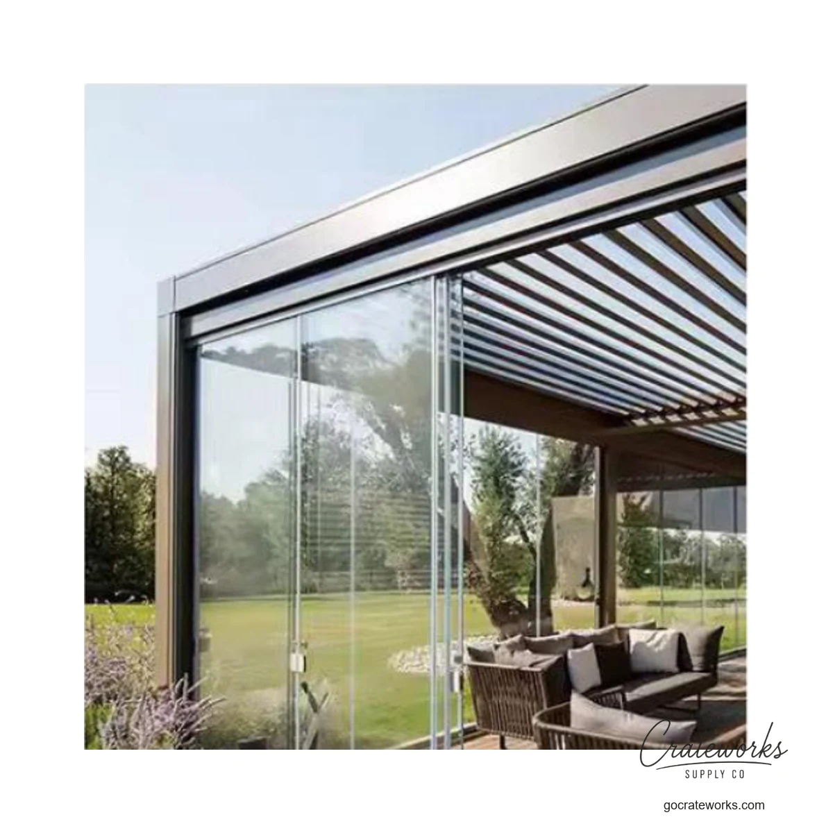 Aluminum Lean-To Sunroom with Glass Sliding Wall