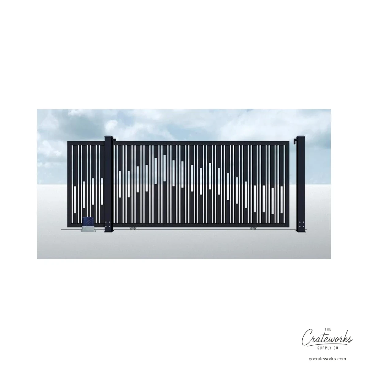 Aluminum Picket Track-Sliding Gate with Peak Accent