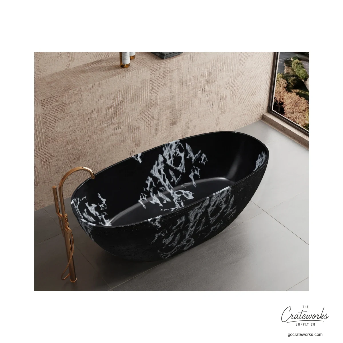 Black Stone Freestanding Bathtub
