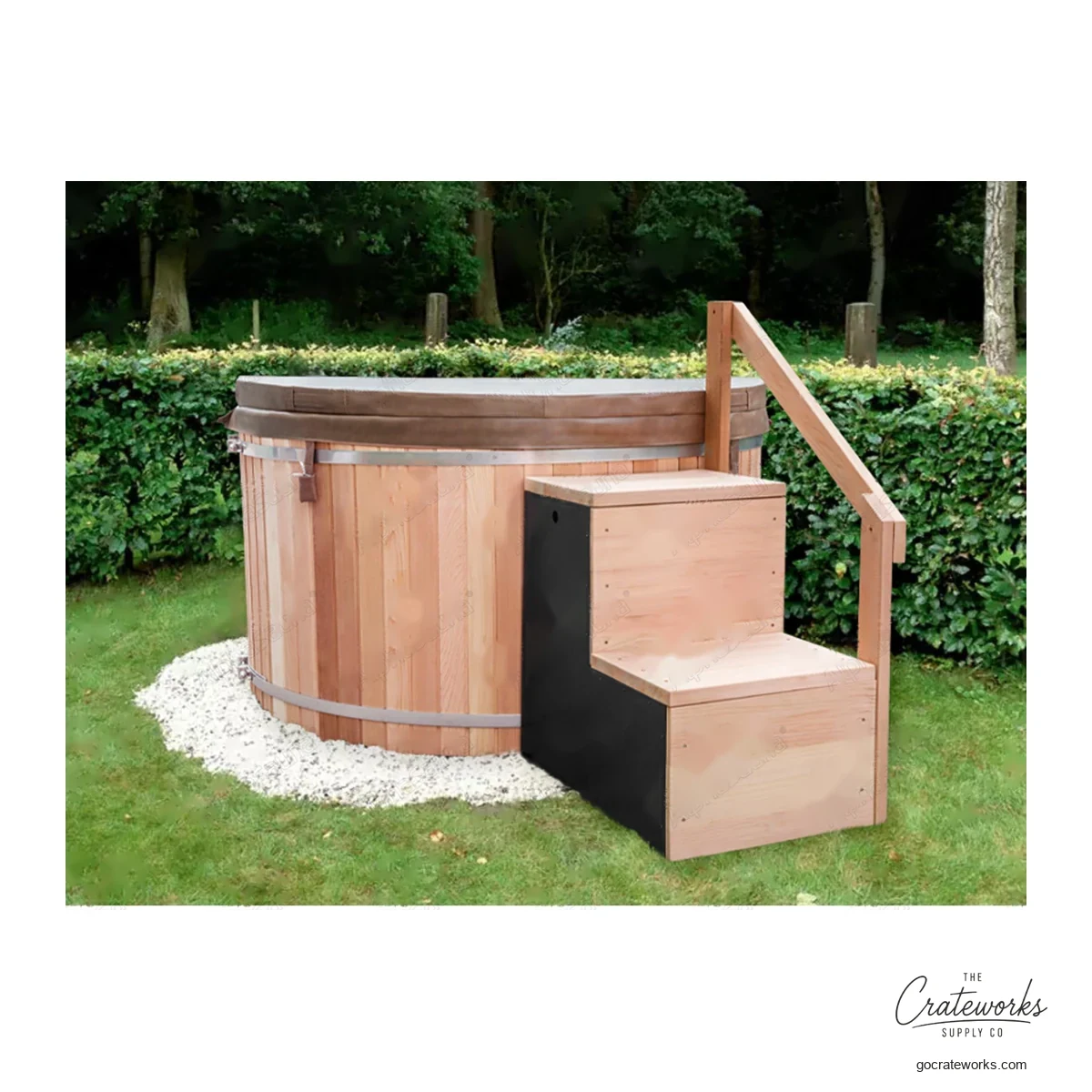 Hexagonal Dark-Finish Hot Tub
